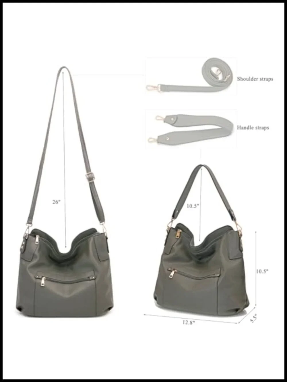 Large Crossbody Hobo Purse and Wallet Set - Faux Leather, RFID Blocking